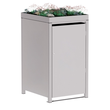 Tildas skraldespandsskjuler til 1 stk. 240L affaldscontainer, lysegrå metallic.