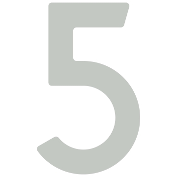Selvklæbende husnummer "5" - 40 mm i lysegrå