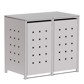 Affaldscontainer Wilhelm 2 stk. 240L i lysegrå metallic.