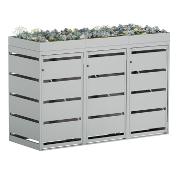 Affaldsspandsskjuler Egon til 3 stk. 120 liters spande, lysegrå