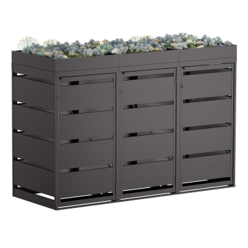 Affaldsspandsskjuler Egon til 3 x 120 liters spande, sort