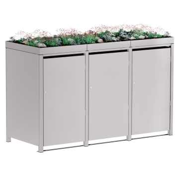 Affaldscontainerboks Emma 3 stk. 120L i lysegrå metallic.