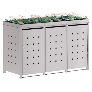 Affaldsbeholder skjul Martha 3 stk 240L i lysegrå metallic