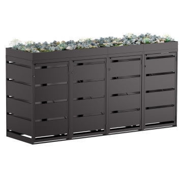 Affaldsspandsskjuler Egon til 4 stk. 120 liters skraldespande, sort