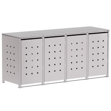 Skraldespandsskjuler Horst 4 stk. 120L i lysegrå - metallic