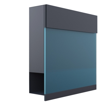 Postkasse "Manhattan Special Blue" i Antracit med blå akrylplade