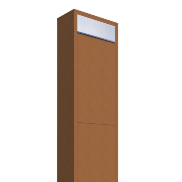 Postkasse med stander Big Box rust med klap i rustfrit stål