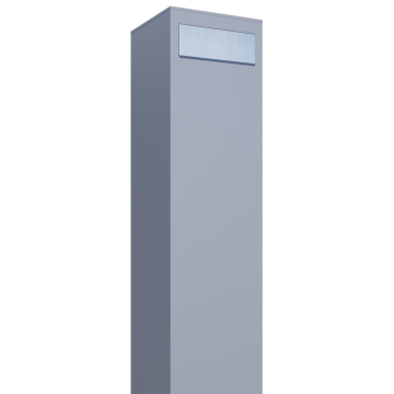 Postkasse med stander Monolith grå metallic med klap i rustfrit stål
