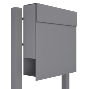 Postkasse med stander Manhattan grå metallic