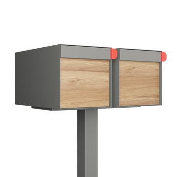 Postkasse med stander Americano for Two grå metallic med HPL front