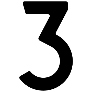 Selvklæbende husnummer "3" - 40 mm i sort