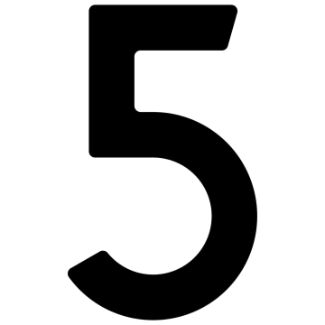Selvklæbende husnummer "5" - 40 mm i sort