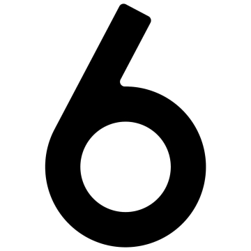 Selvklæbende husnummer "6" - 40 mm i sort