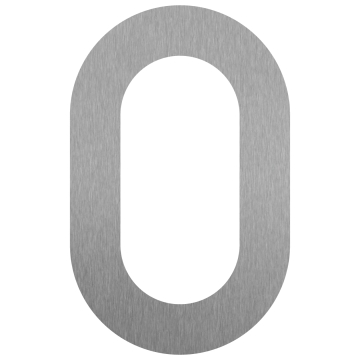 Selvklæbende husnummer "0" - 76 mm i rustfrit stål.