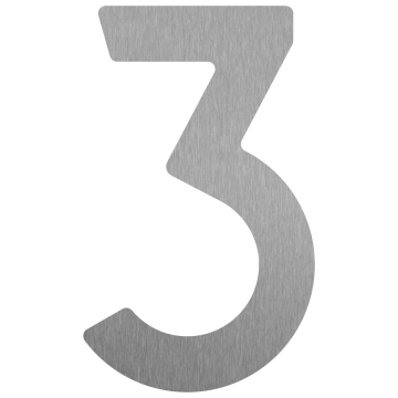 Selvklæbende husnummer "3" - 76 mm i rustfrit stål.