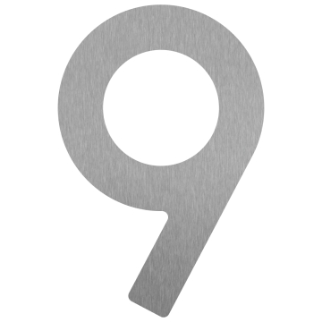 Selvklæbende husnummer "9" - 76 mm, rustfrit stål