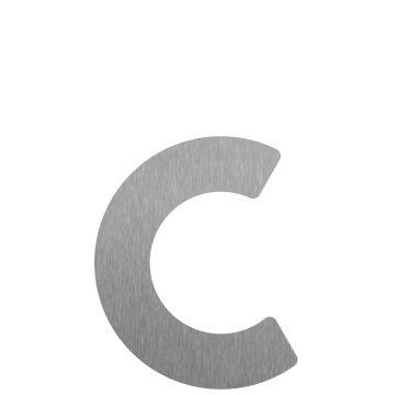 Selvklæbende "c" bogstav - 76 mm, rustfrit stål