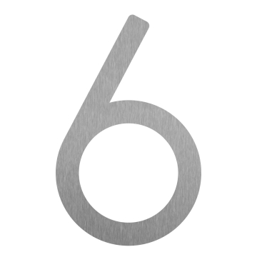Moderne husnummer "6" - 245 mm i rustfrit stål