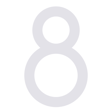 Moderne husnummer "8" - 245 mm i hvid.