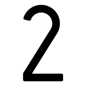 Moderne husnummer "2" - 20 cm i sort
