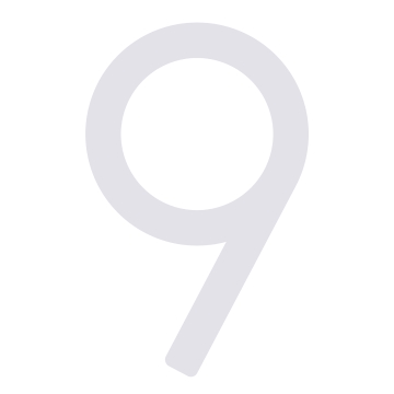 Moderne husnummer "9" - 200 mm i hvid.