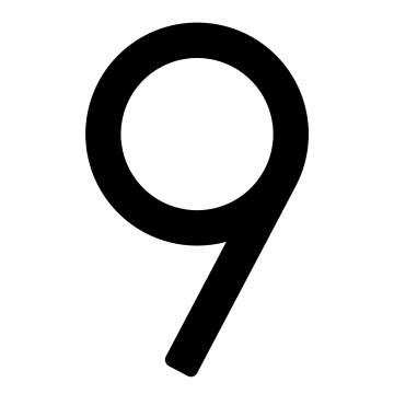 Moderne husnummer "9" - 200 mm i sort