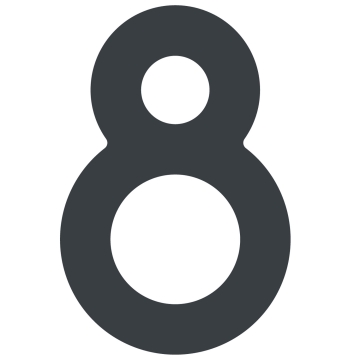 Selvklæbende husnummer "8" - 76 mm, antracit.