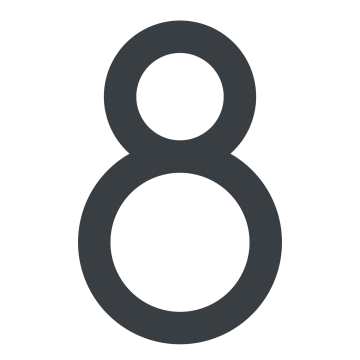 Selvklæbende husnummer "8" - 245 mm i antracitgrå