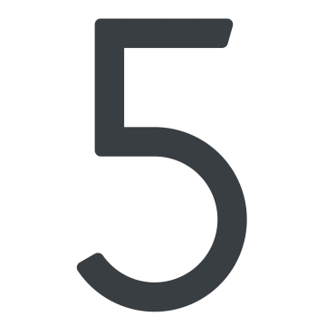 Moderne husnummer "5" - 245 mm i antracit.