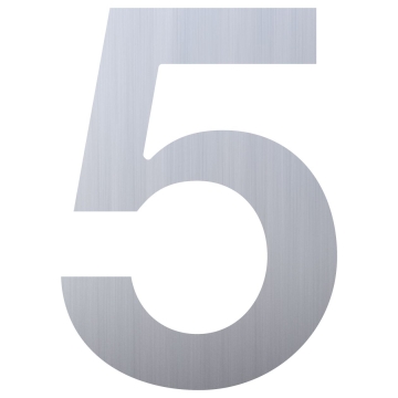 Husnumre ''5'' rustfrit stål