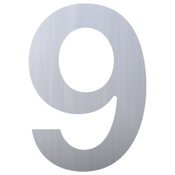 Husnumre ''9'' rustfrit stål