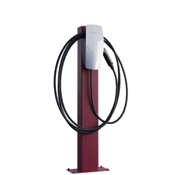 Tesla Wallbox Standfod VoltStand med bundplade, rød.