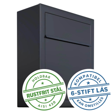 Sort Base Exclusive postkasse - 6 Stift lås