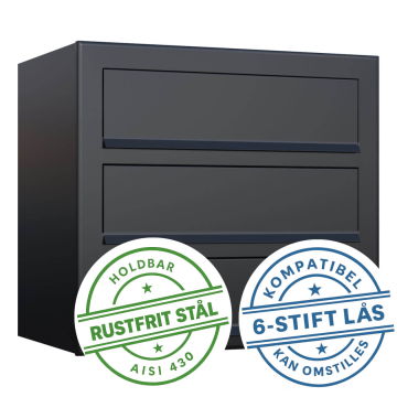 Postkasse Cube for Three Sort - Rustfrit stål - 3 enheder