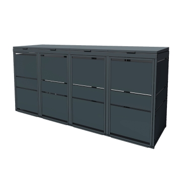 Affaldscontainerboks Lewis til 4 stk. 240 liters affaldscontainere, antracit.