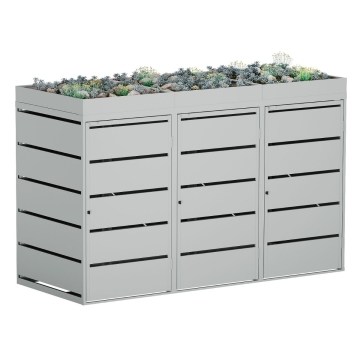 Affaldscontainerboks Edgar til 3 stk. 240 liters affaldscontainere, lysegrå