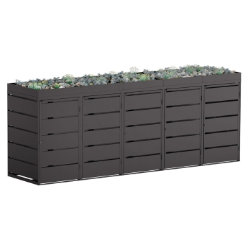 Affaldsbox Edgar til 5 affaldscontainere á 240 liter, sort.