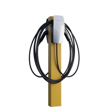 Tesla Wall Connector stander VoltStand til to med jordanker, rapsgul