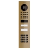 Overflademonteret samtaleanlæg Smart-ON til Two Doorbird D1102KV med tastaturmodul i messinglook.