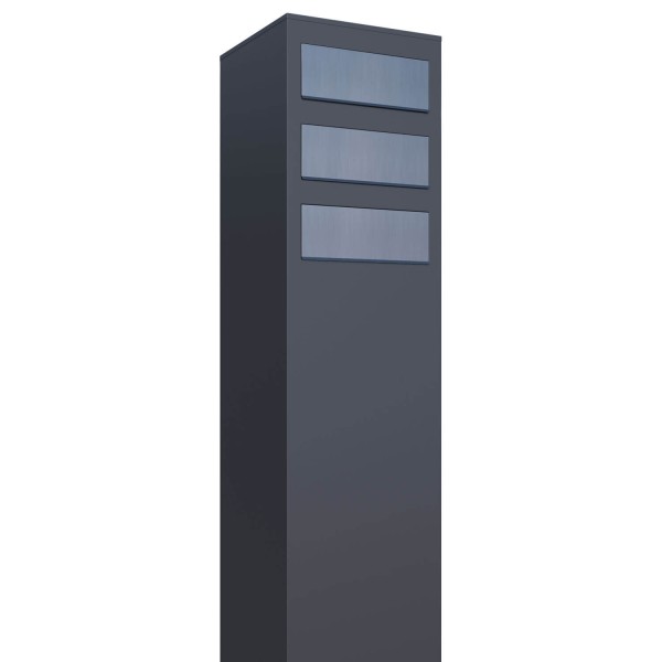 Postkasseanlæg Monolith for Three antracit med klap i rustfrit stål