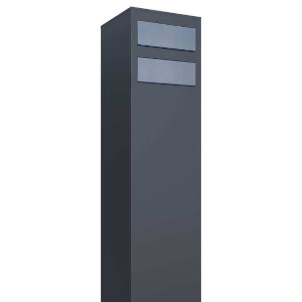 Postkasseanlæg Monolith for Two antracit med klap i rustfrit stål