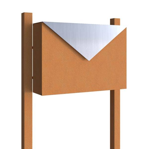 Postkasse med stander Letter rust med klap i rustfrit stål