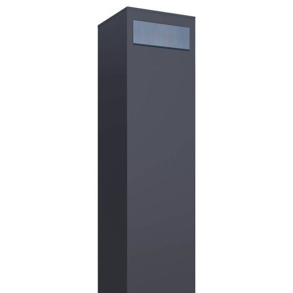 Postkasse med stander Monolith antracit med klap i rustfrit stål