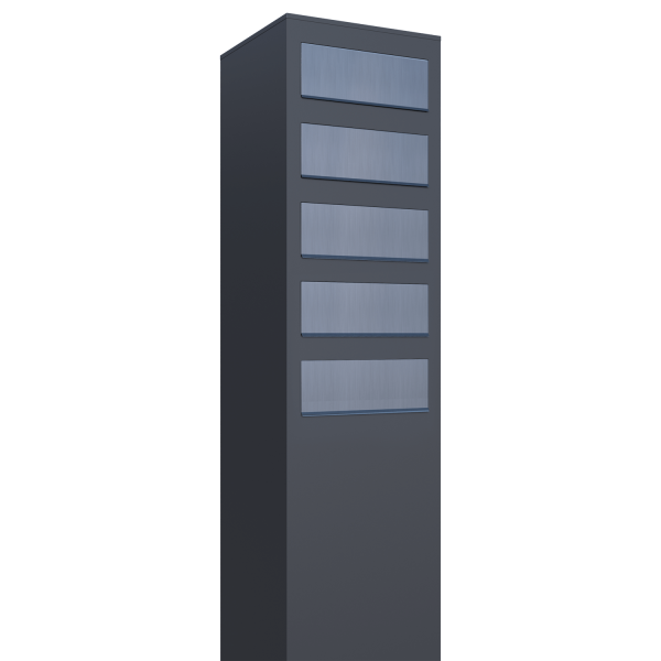 Postkassesystem Monolith for Five Antracit med klap i rustfrit stål
