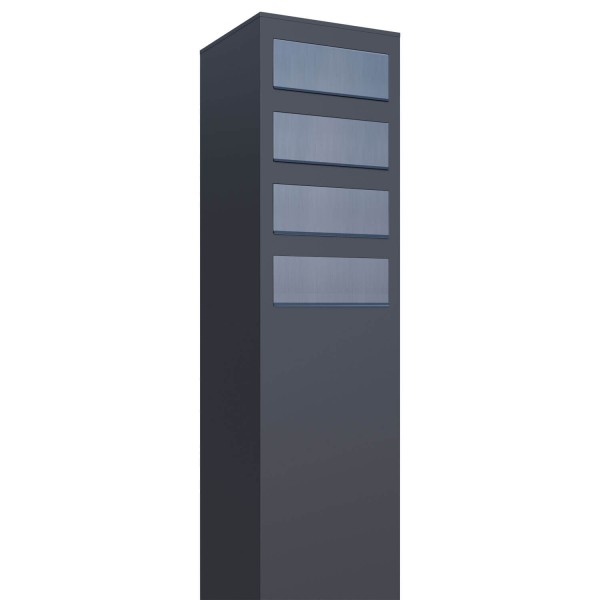 Postkasseanlæg Monolith for Four antracit med klap i rustfrit stål
