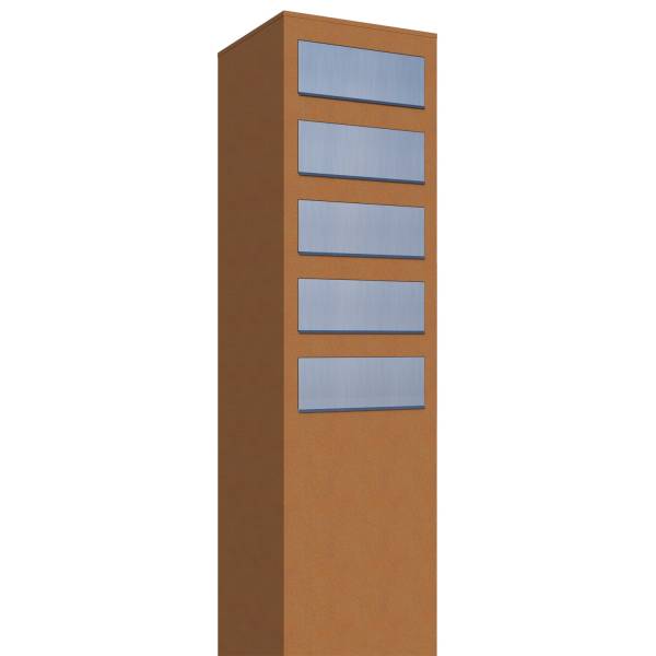 Postkassesystem Monolith for Five Rust med klap i rustfrit stål