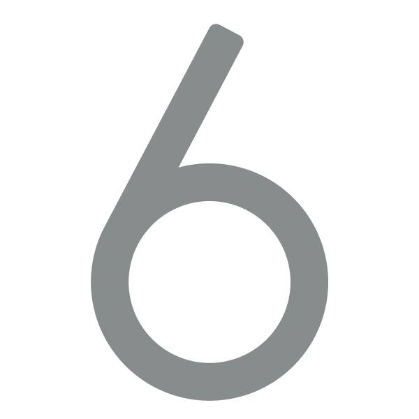 Husnumre ''6'' grå metallic